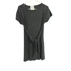 Fantastic Fawn striped dress‎ with attached tie front belt.